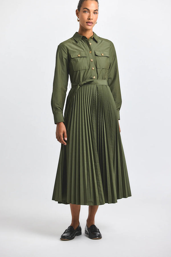 Kenza Pleated Poplin Dress