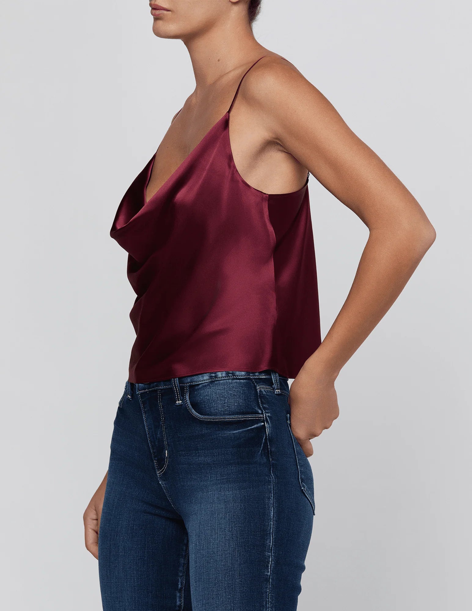 L'Agence Calista Cowl Neck Silk Cami - Merlot
