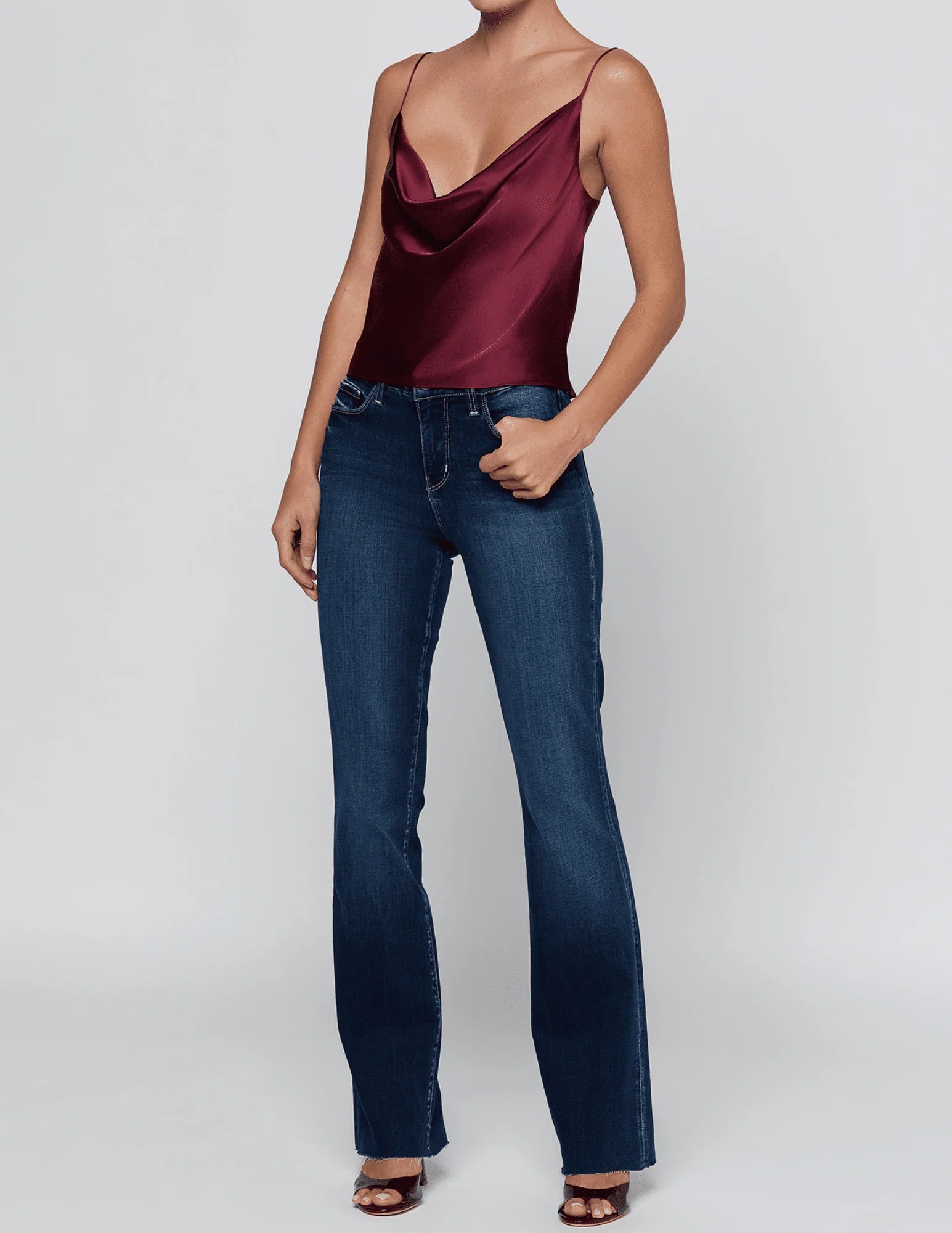 L'Agence Calista Cowl Neck Silk Cami - Merlot