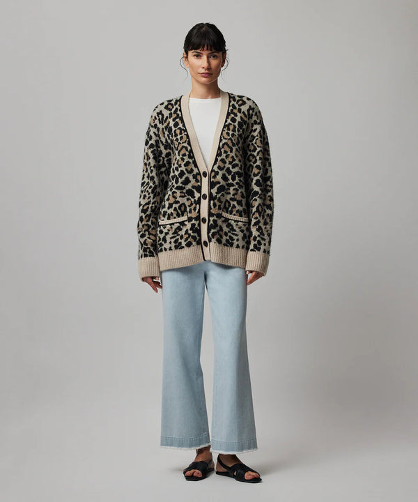 Superfine Alpaca Blend Leopard Jacquard Cardigan