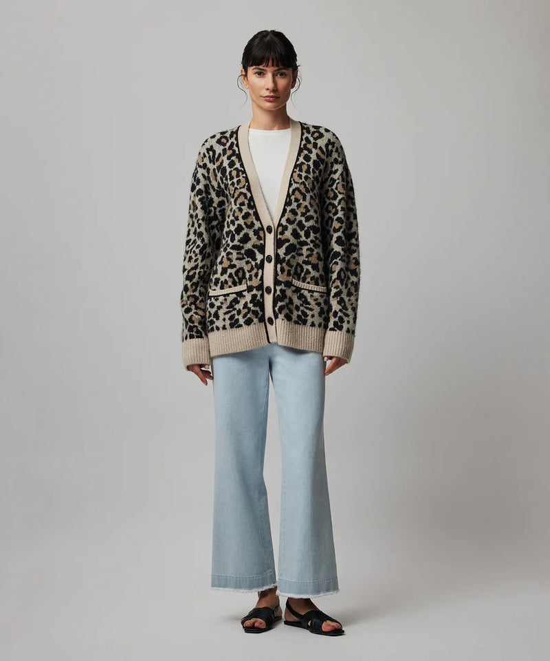 Superfine Alpaca Blend Leopard Jacquard Cardigan