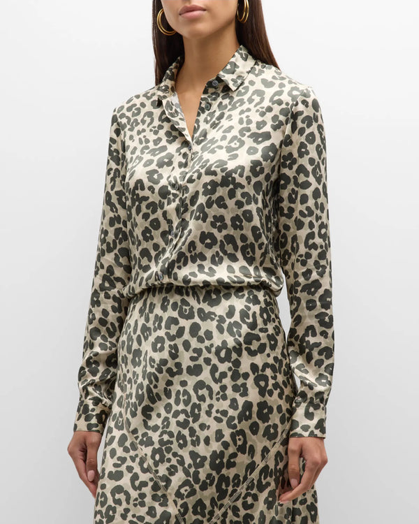 Silk Charmeuse W/ Leopard Print Shirt