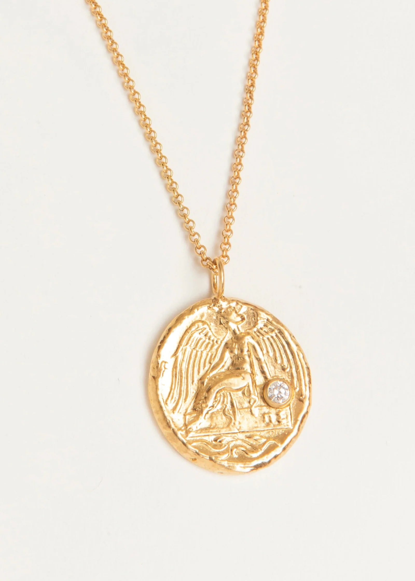 Lab Diamond Winged Victory Necklace - Gold