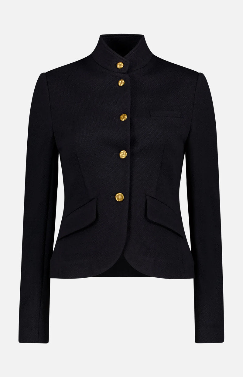 Slade Cropped Texture Blazer - Navy