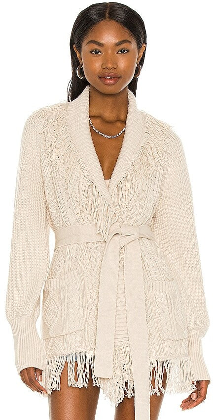 Anina Fisherman Knit Fringe Cardigan