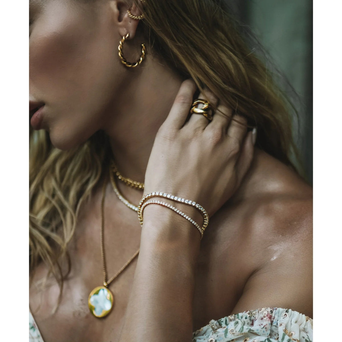 Sahira Karla Tennis Bracelet - Gold