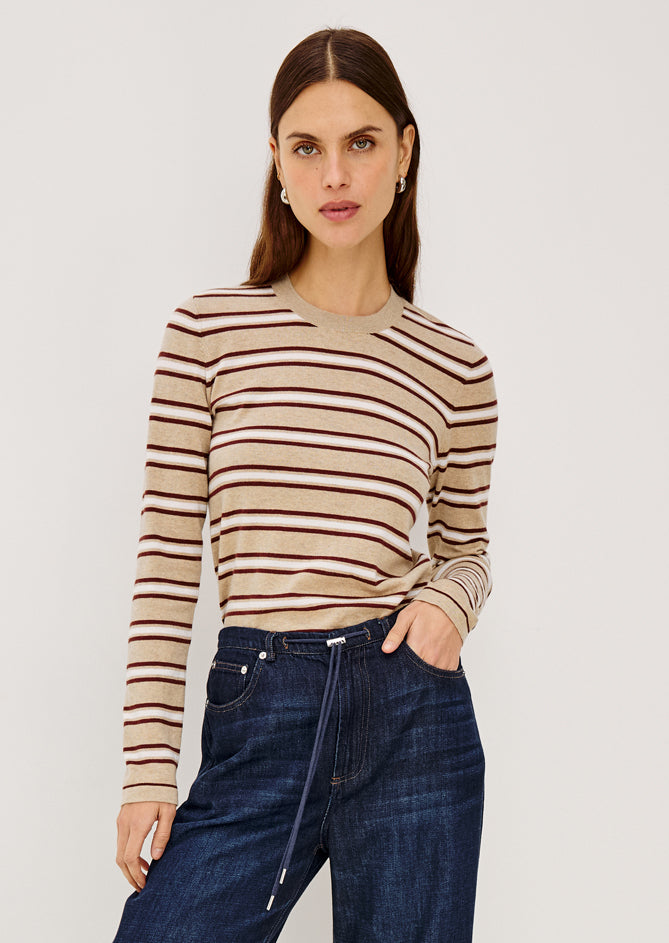 Rails Davie Long-Sleeve Stripe Sweater - Heather Oat Stripe