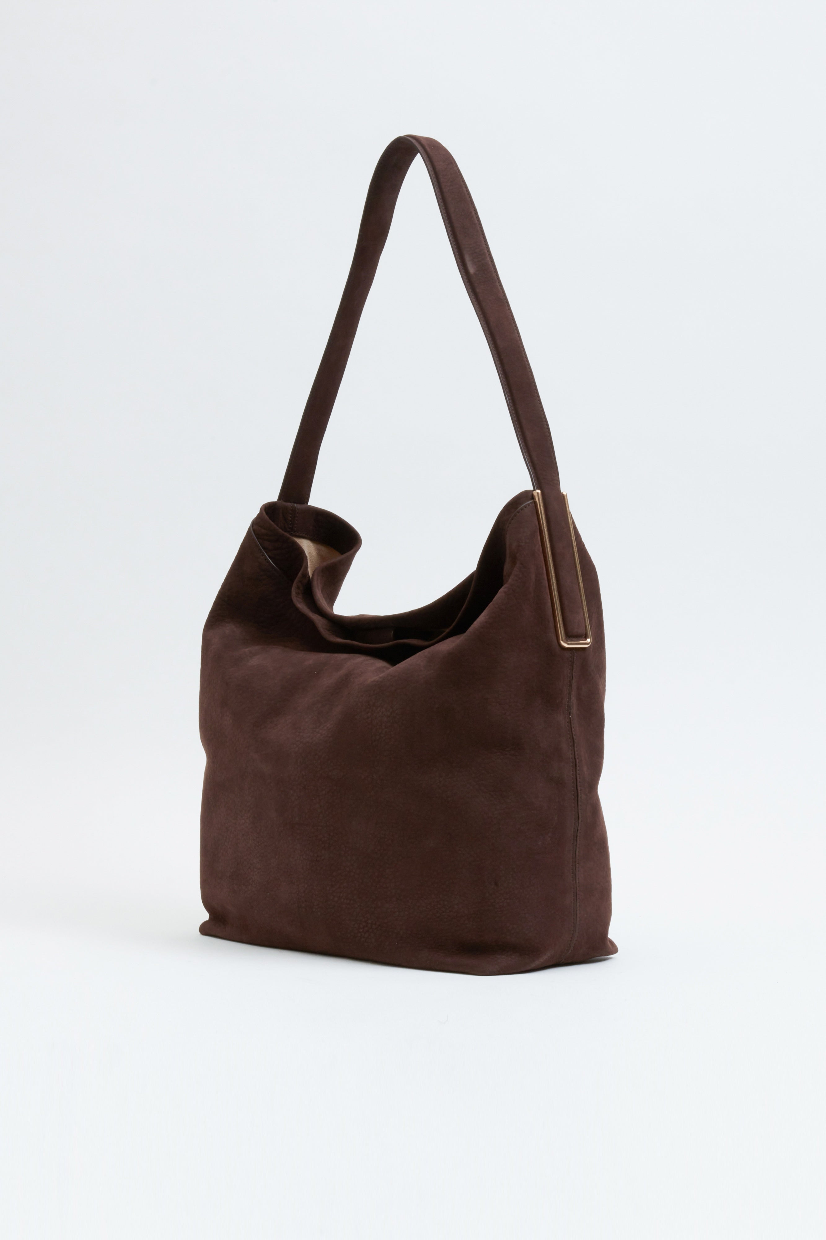 Wynn Large Suede Bucket Bag - Marrone