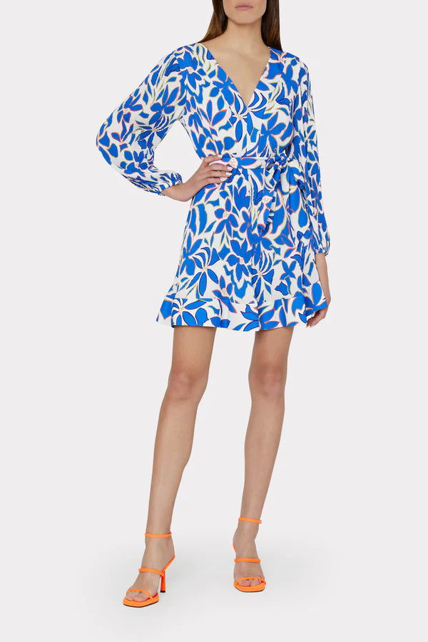 Liv Pleated Dress - Blue Floral