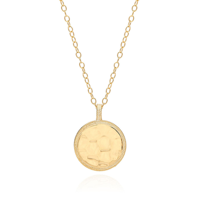 Hammered Pendant Necklace - Gold