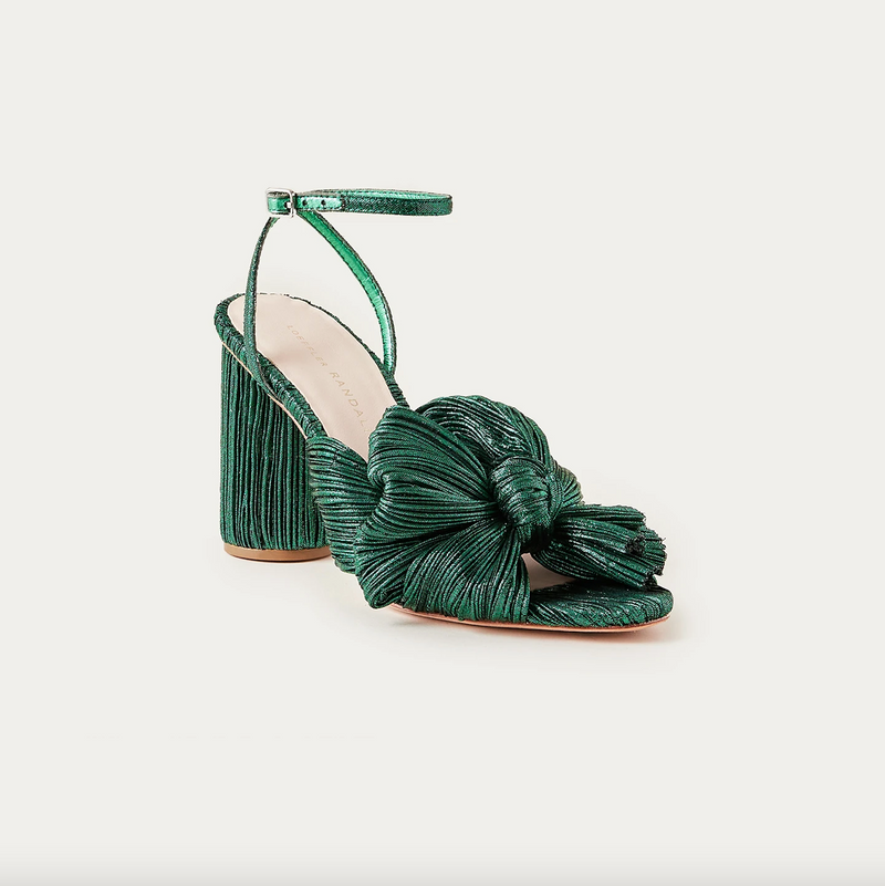 Loeffler Randall Camellia Knot Mule - Gold, Emerald, Black