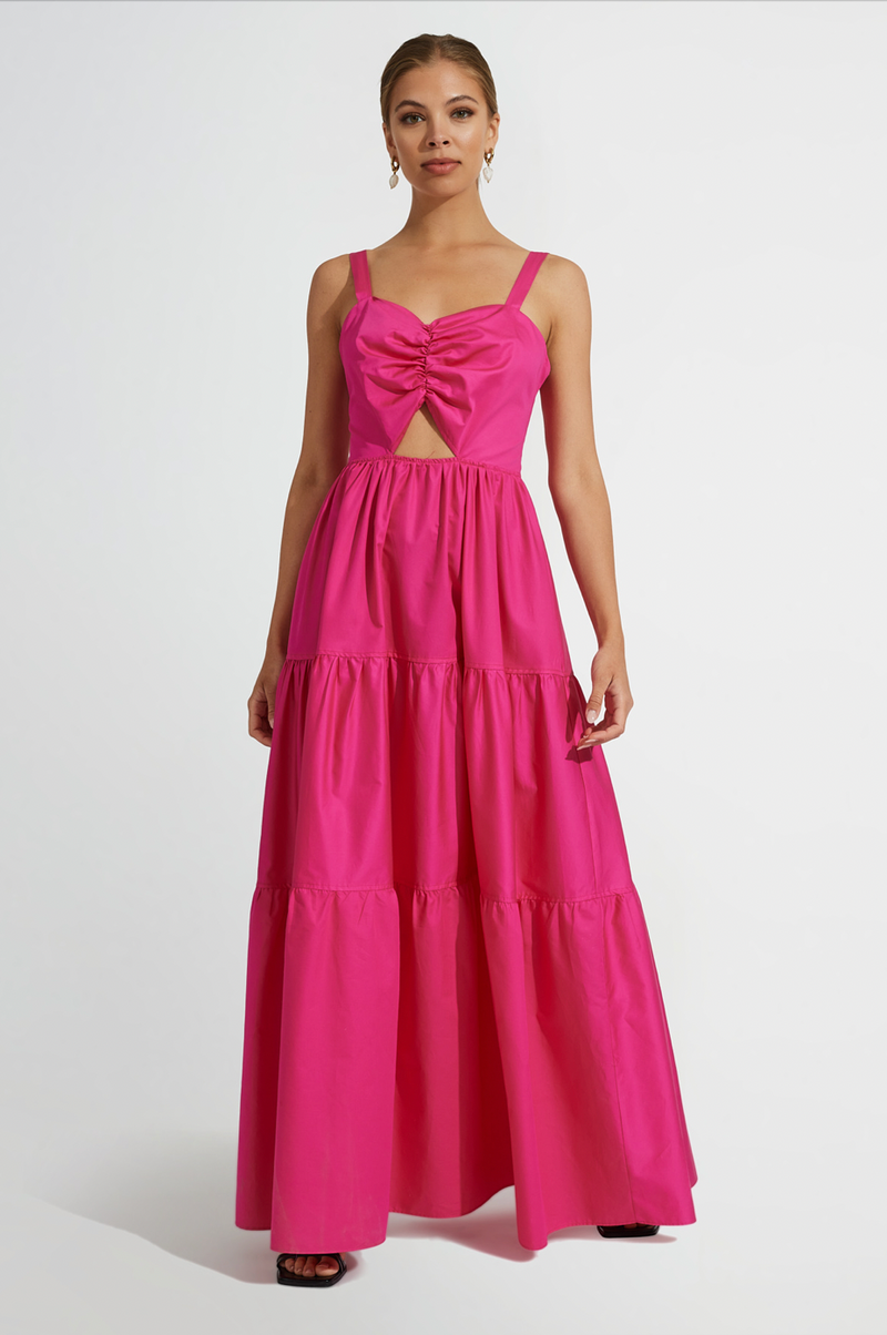 Peach Rhea Ruffle Maxi Dress