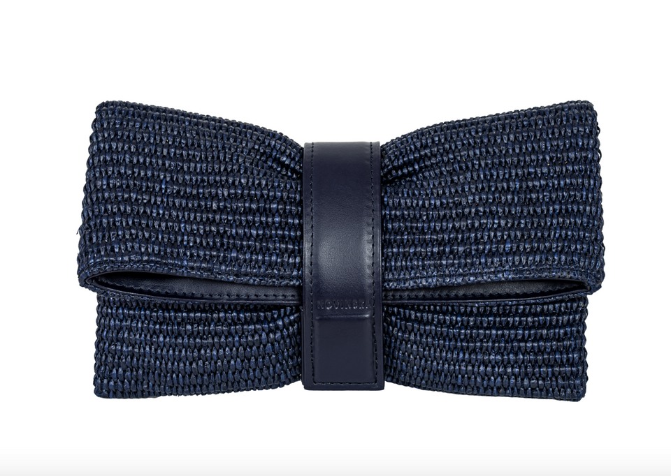 Raffia Clutch Bag - Navy, Burgundy Wine
