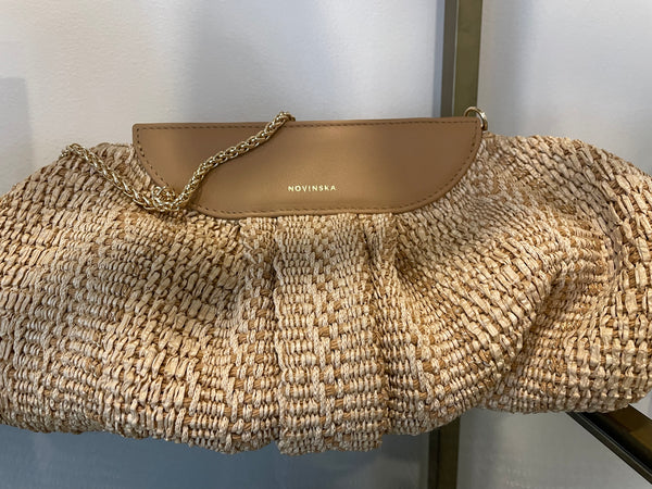 Raffia Clutch Bag - Tan