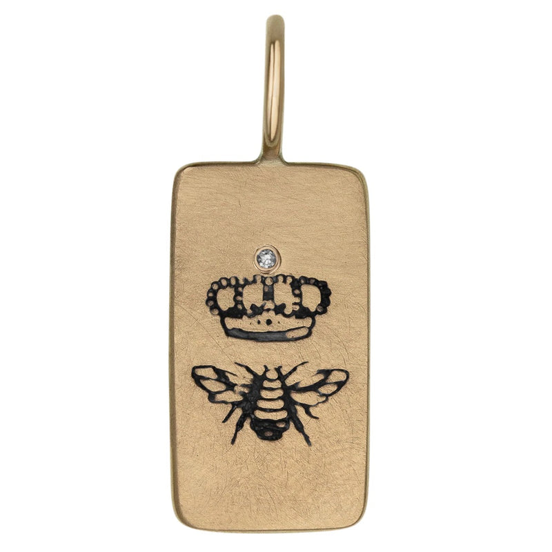 Mini Yellow Gold ID Tag - Queen Bee