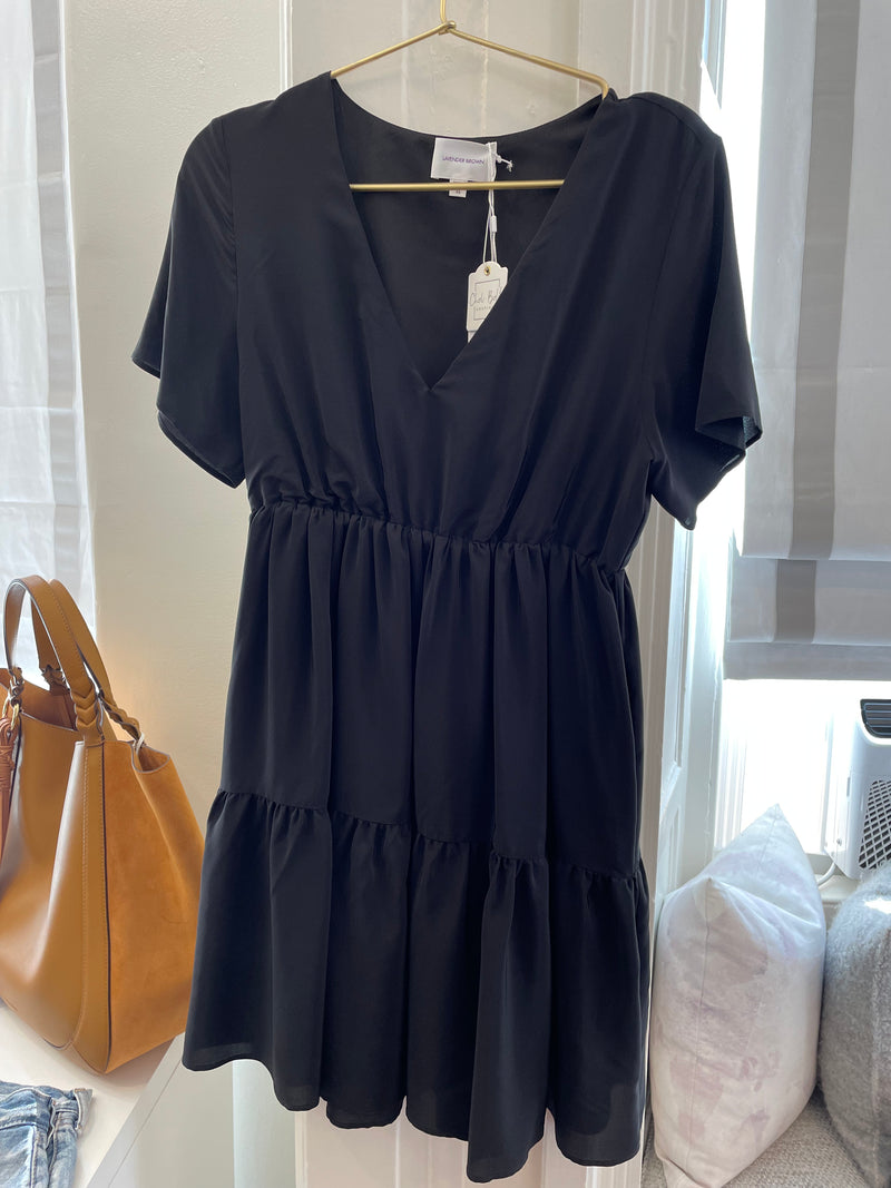 LB Black V-Neck Mini Dress
