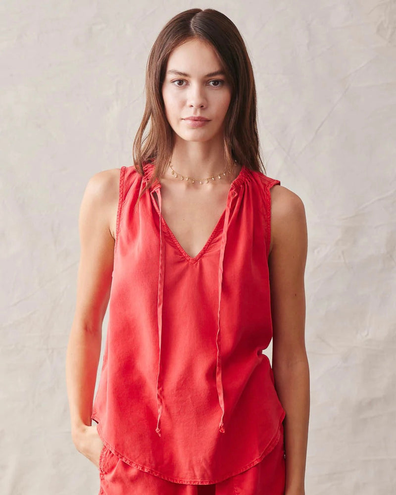 Sleeveless Shirred Neck Pullover