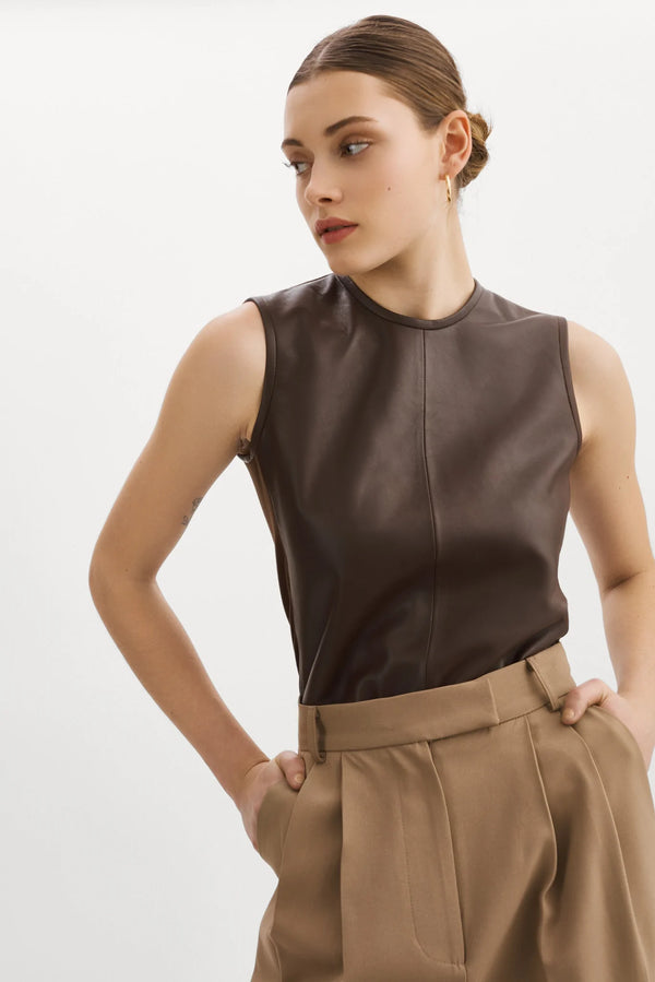 Sofia Leather Shell Top
